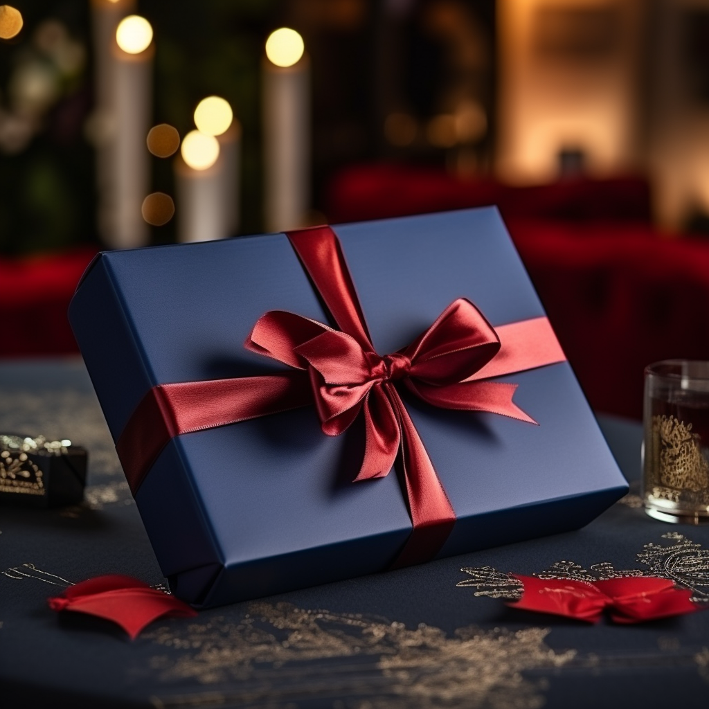 Couple exchanging luxury gift on Christmas