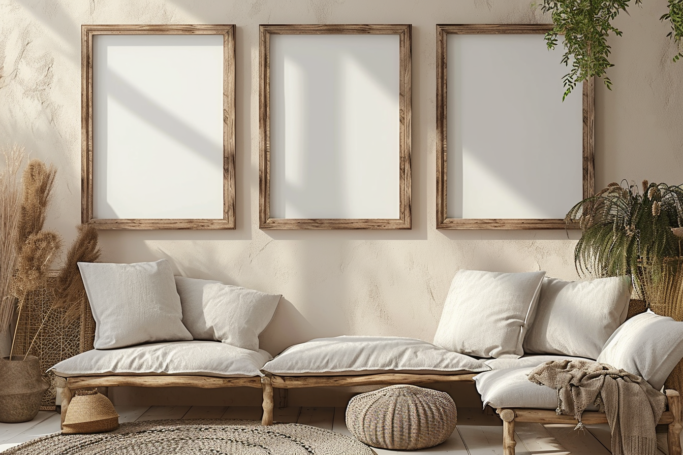 Cozy Homely Room Wooden Frames Mockup