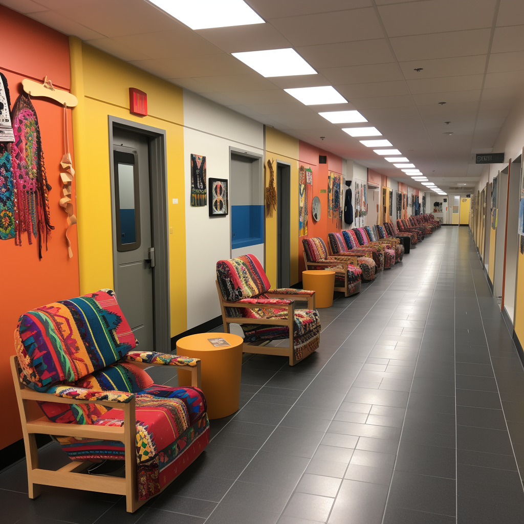 Comfortable public seating with Mexican textiles