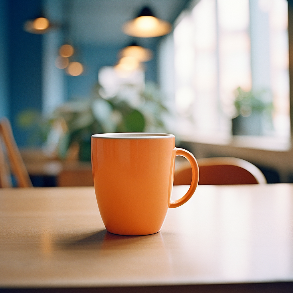 Close-up of Coffee Cup in Cozy Office