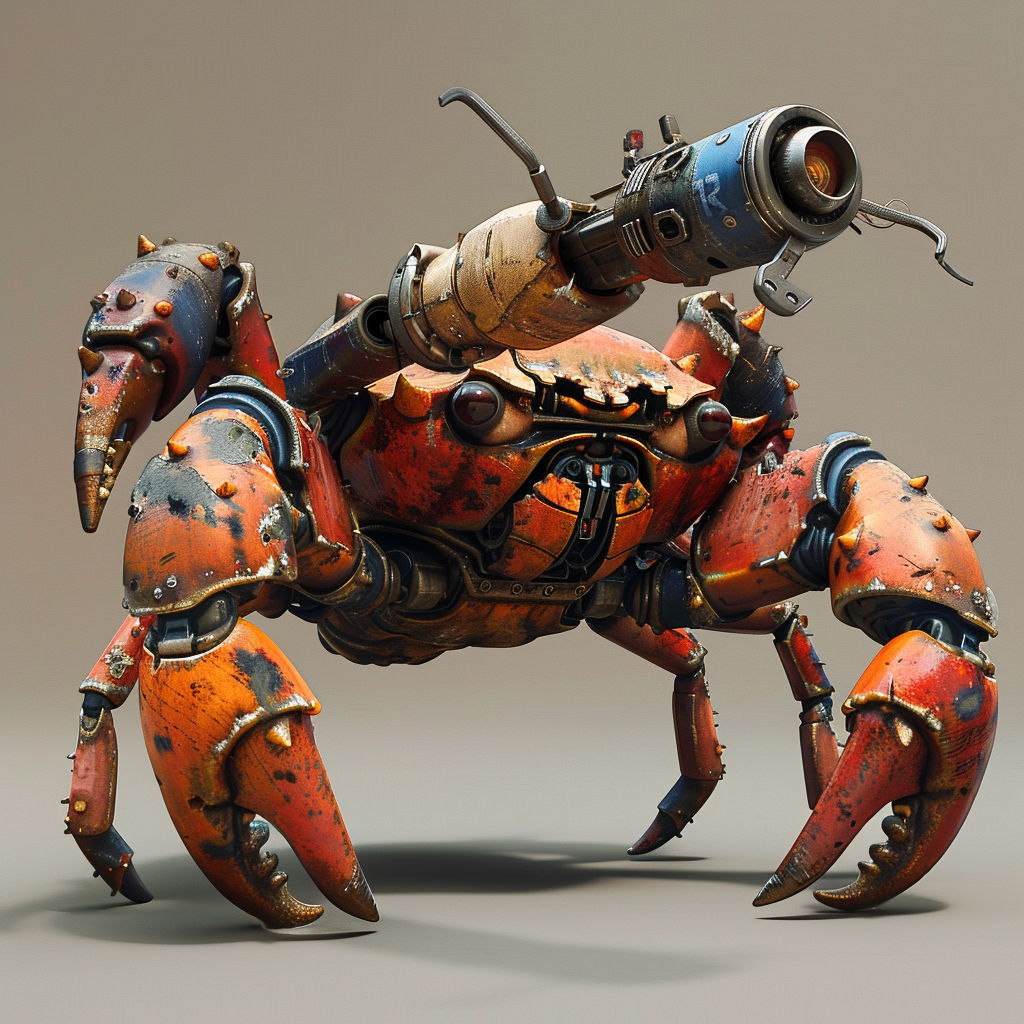 crab tank character with shotgun