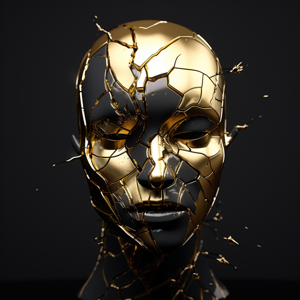 Cracked Mask in Liquid Gold