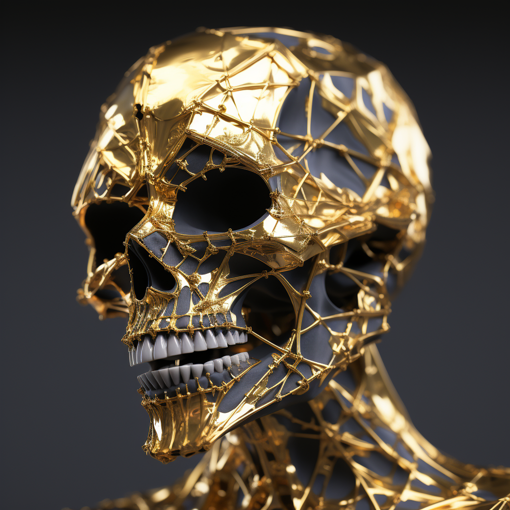 Cracked mask with gold pouring out