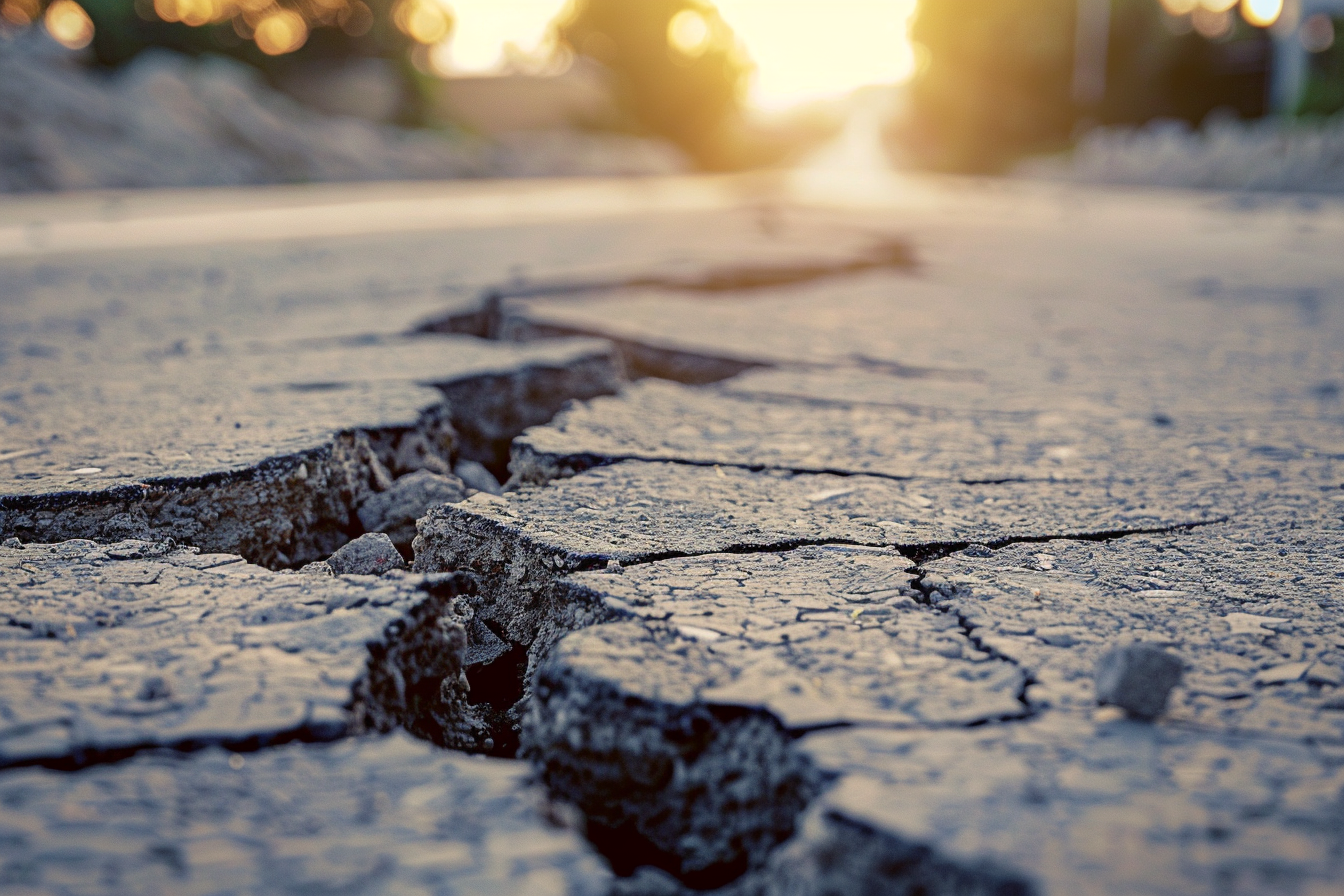 Blurry cracked road image