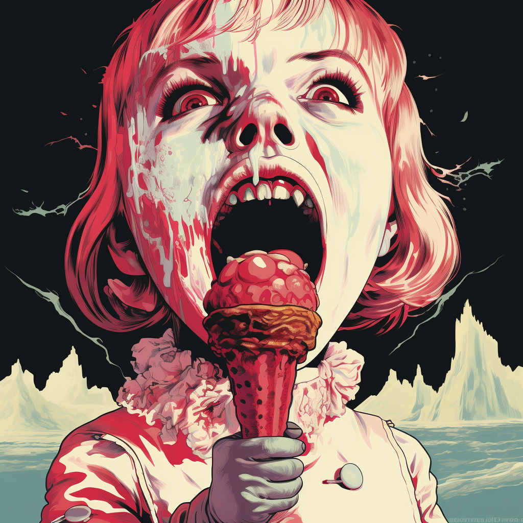 Girl Licking Cranberry Ice Cream