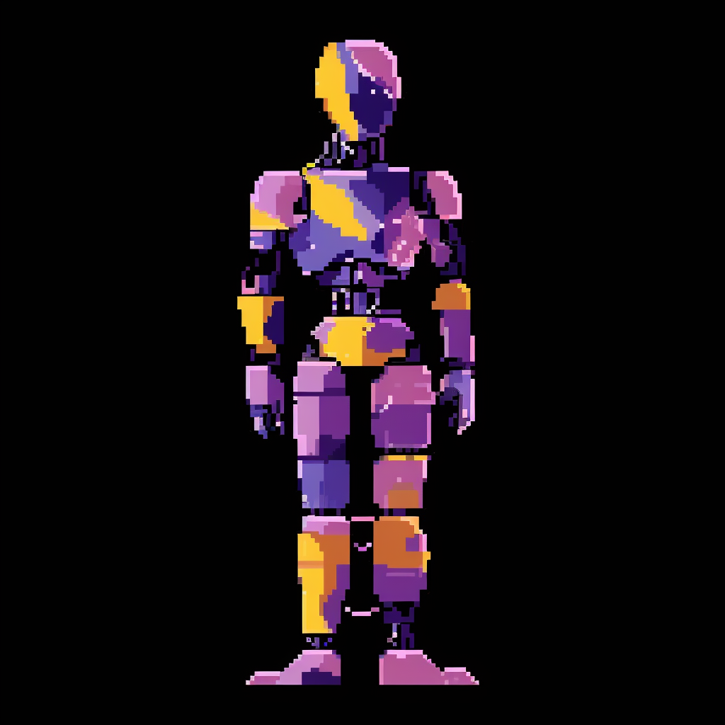 Purple and Yellow Crash Test Dummy