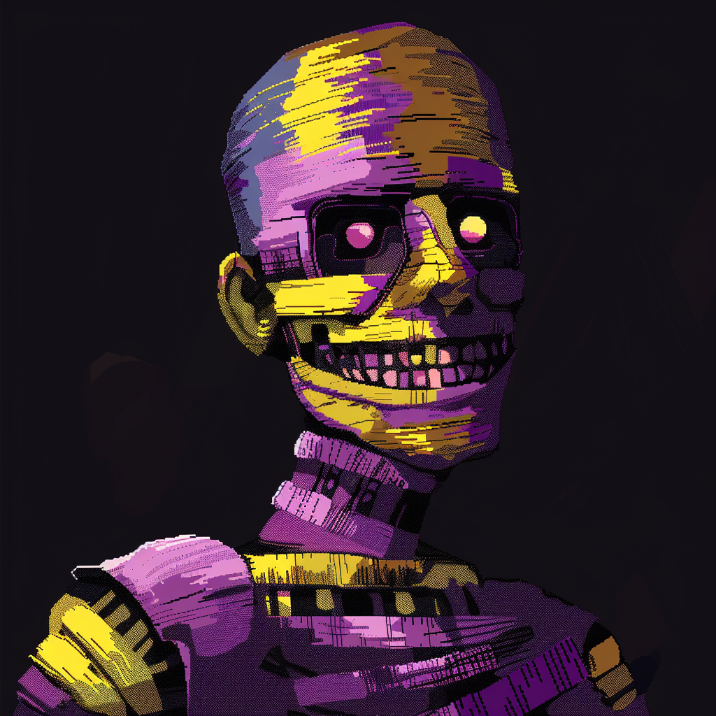 Purple and Yellow Crash Test Dummy