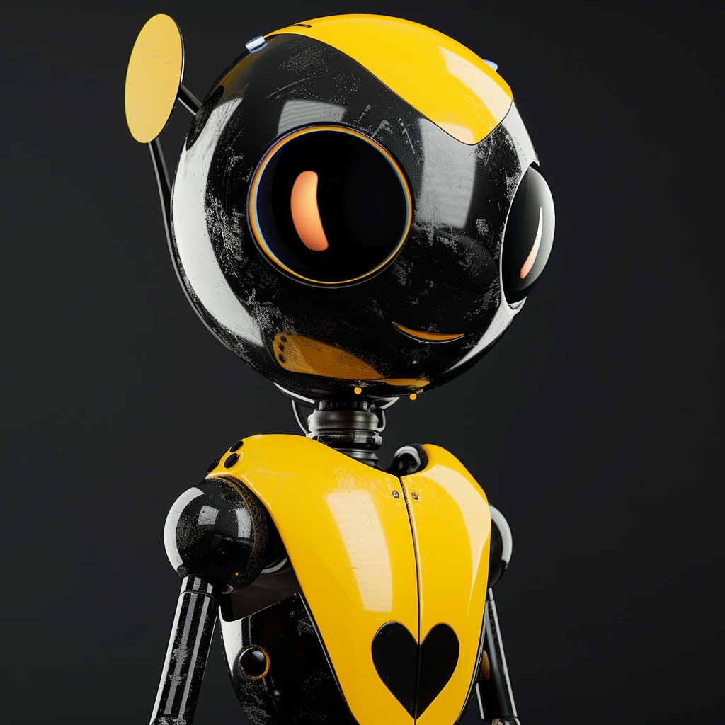 Cute Black Yellow Dummy Robot