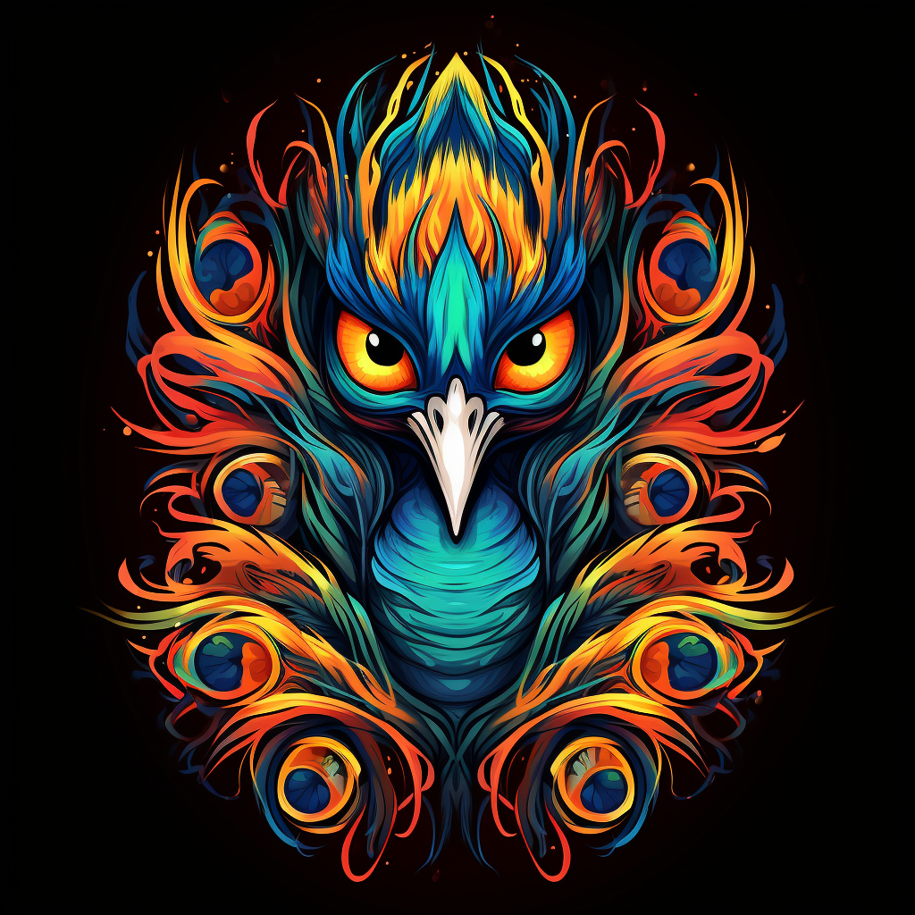 Crazy Peacock on Fire Sticker