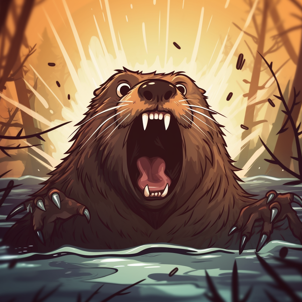 Screaming beaver cartoonic image