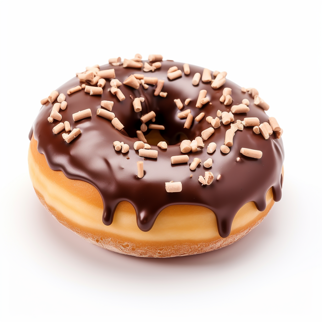 Creamy Chocolate Donut on White Background