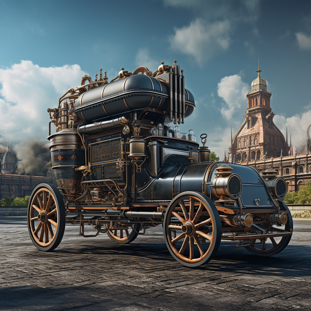 Realistic 3D render of a 1889 Daimler Stahlradwagen car