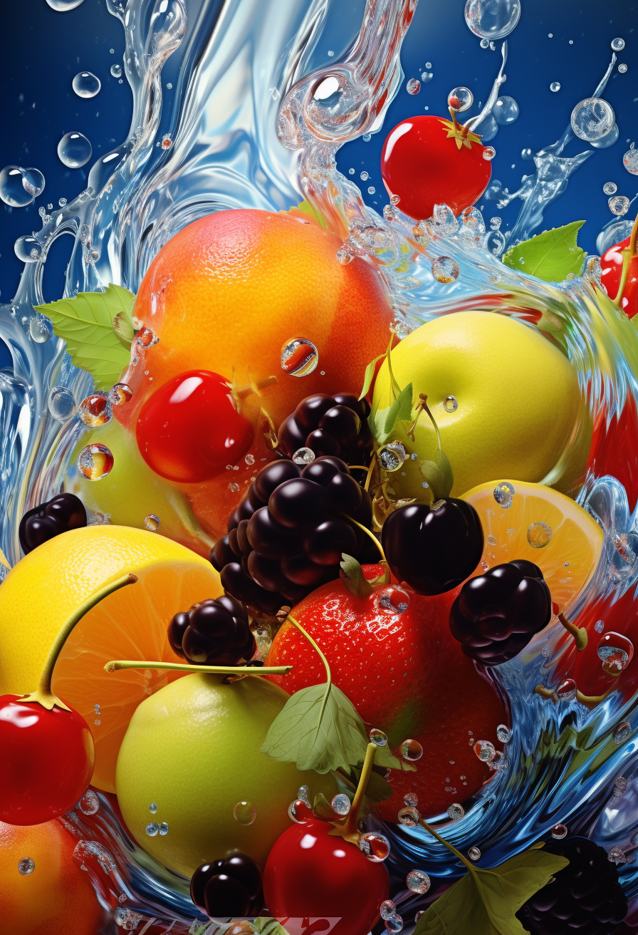 Kinetic art with fruits and water