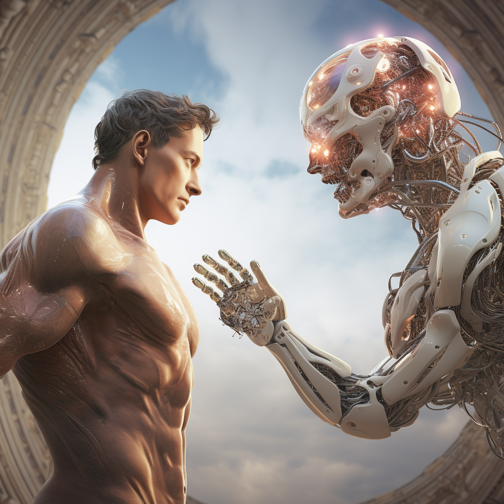 Cyborg based Creation of Adam artwork