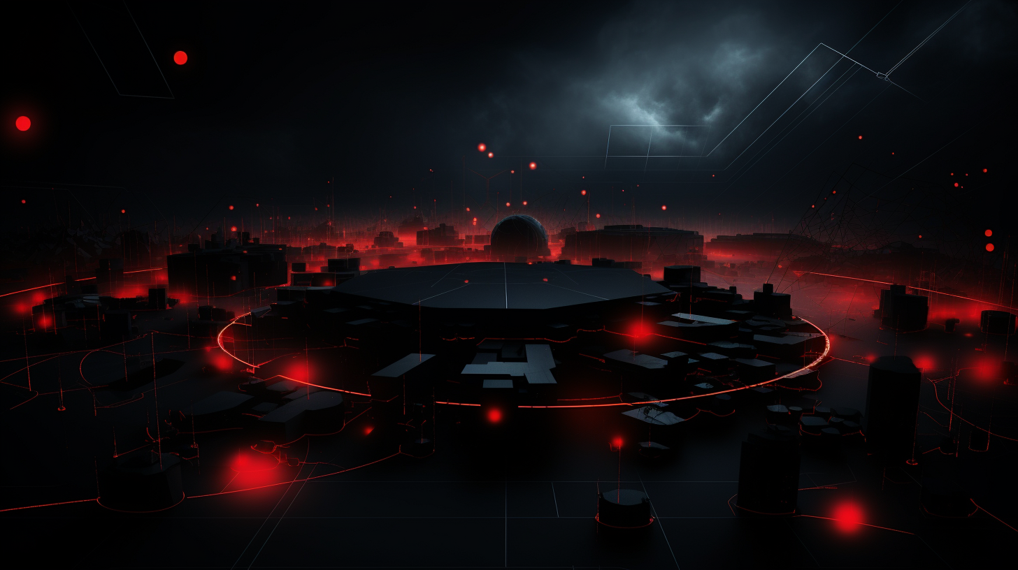 Creative black strategy space background with red highlights