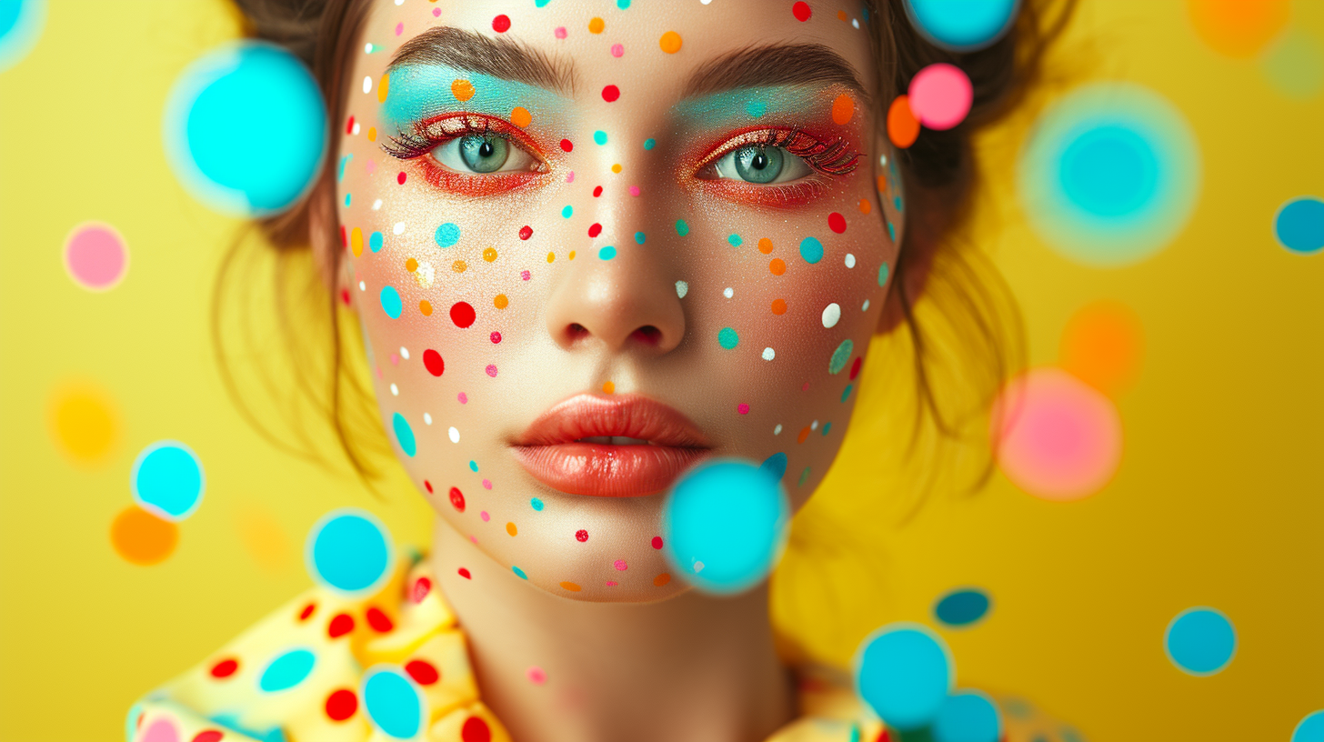 Makeup artist woman with colorful dots