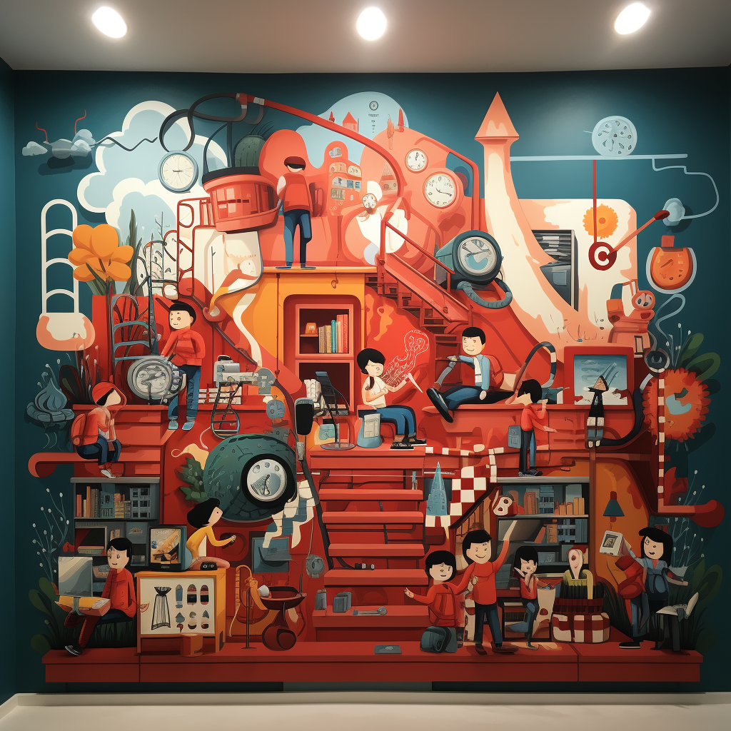 Mural of Creative School Kids