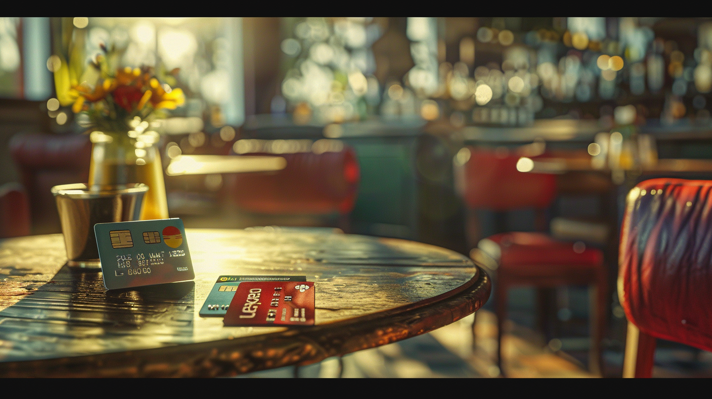 Credit card on restaurant table