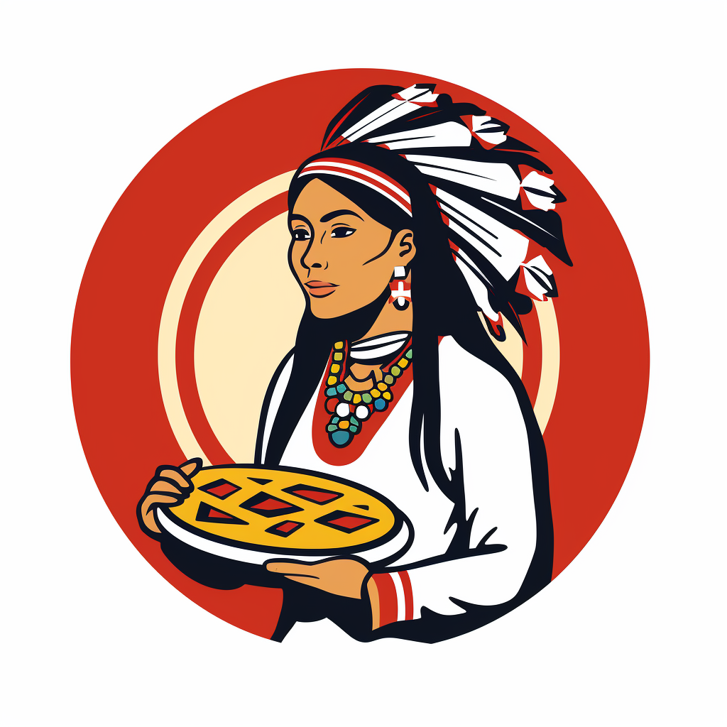 Cree woman holding pizza on white background