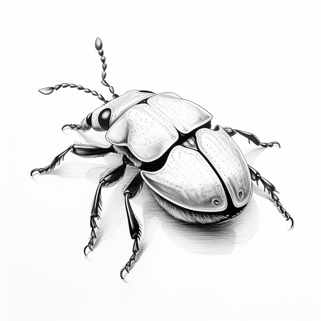 Creepy beetle sketch on white background