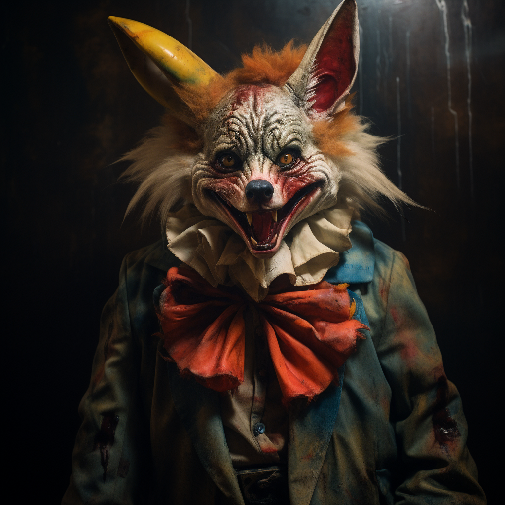 Fox in Creepy Clown Costume