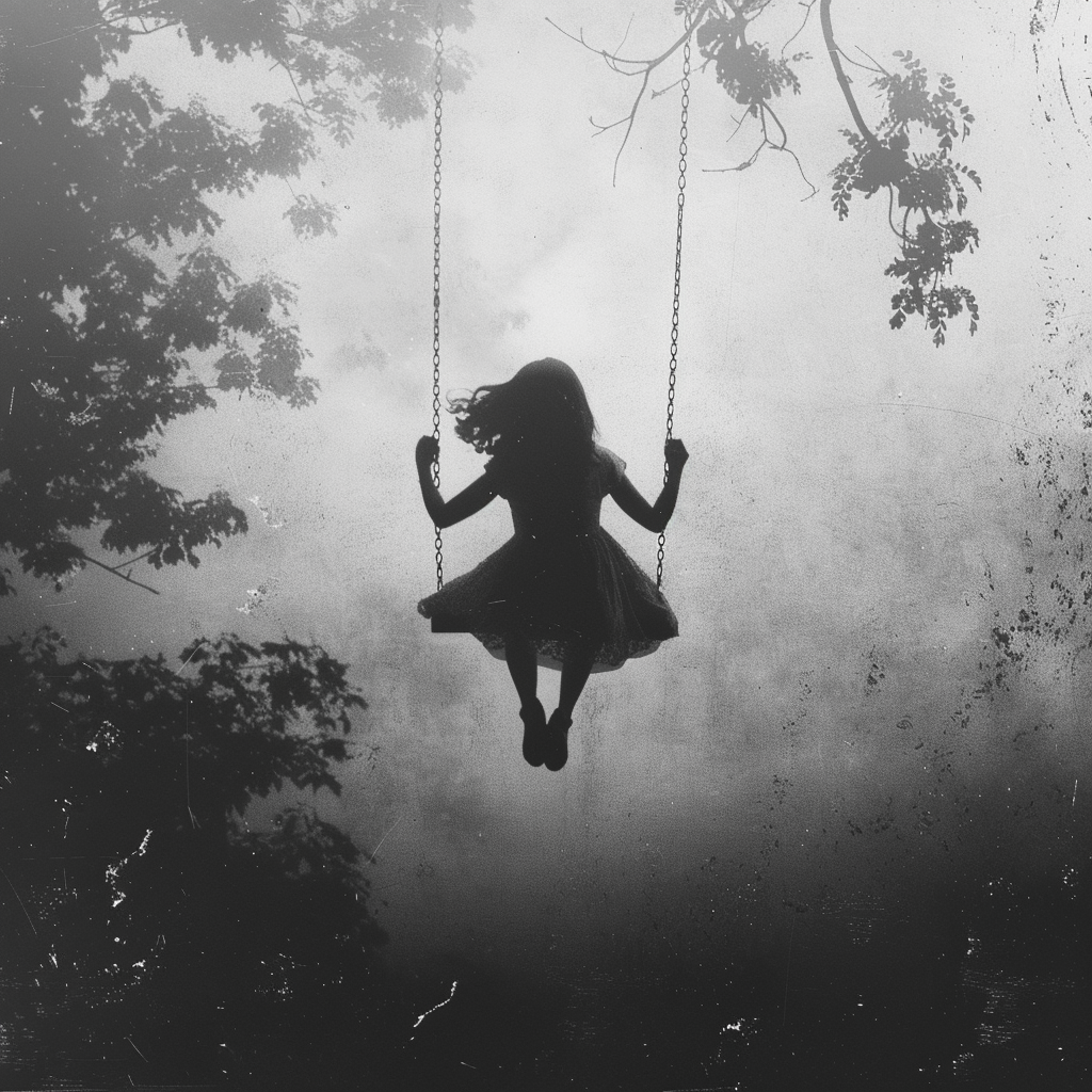 Creepy girl swinging photo