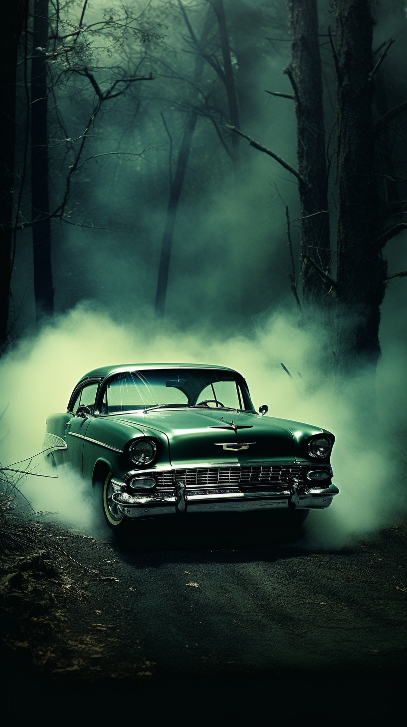 Creepy smoke surrounding Gothic Bel-Air car