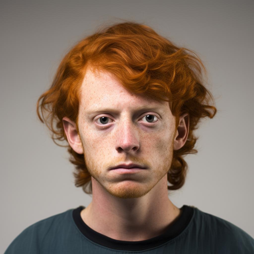 Creepy redheaded man mugshot