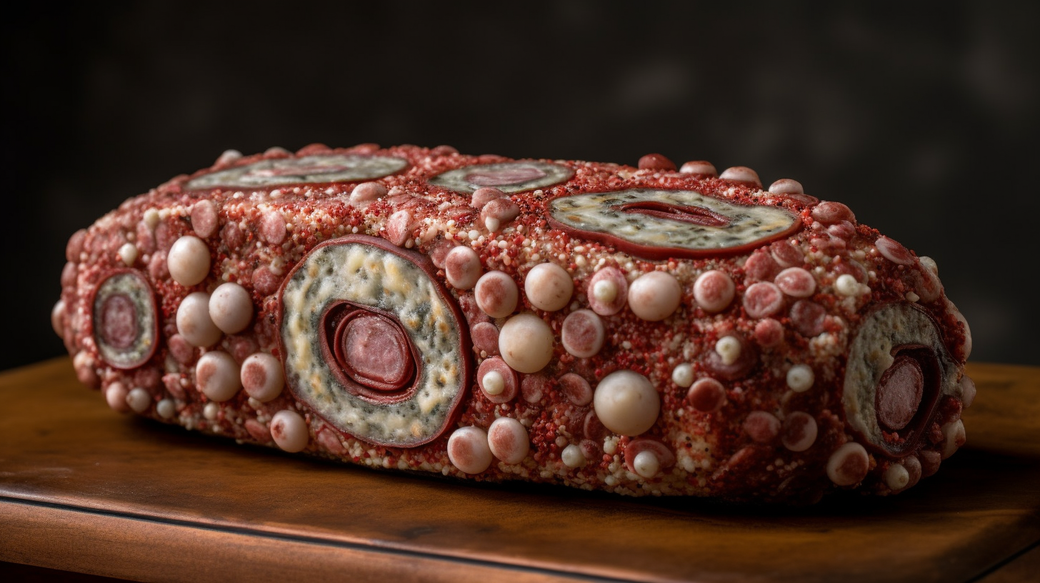 Salami made of eyeballs and tacks