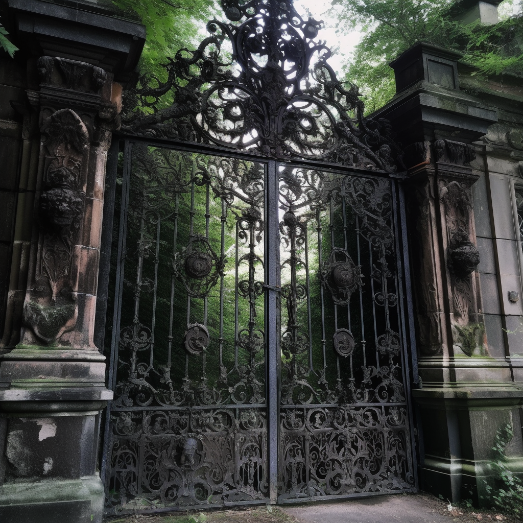 Creepy wrought iron gothic gate nightmares