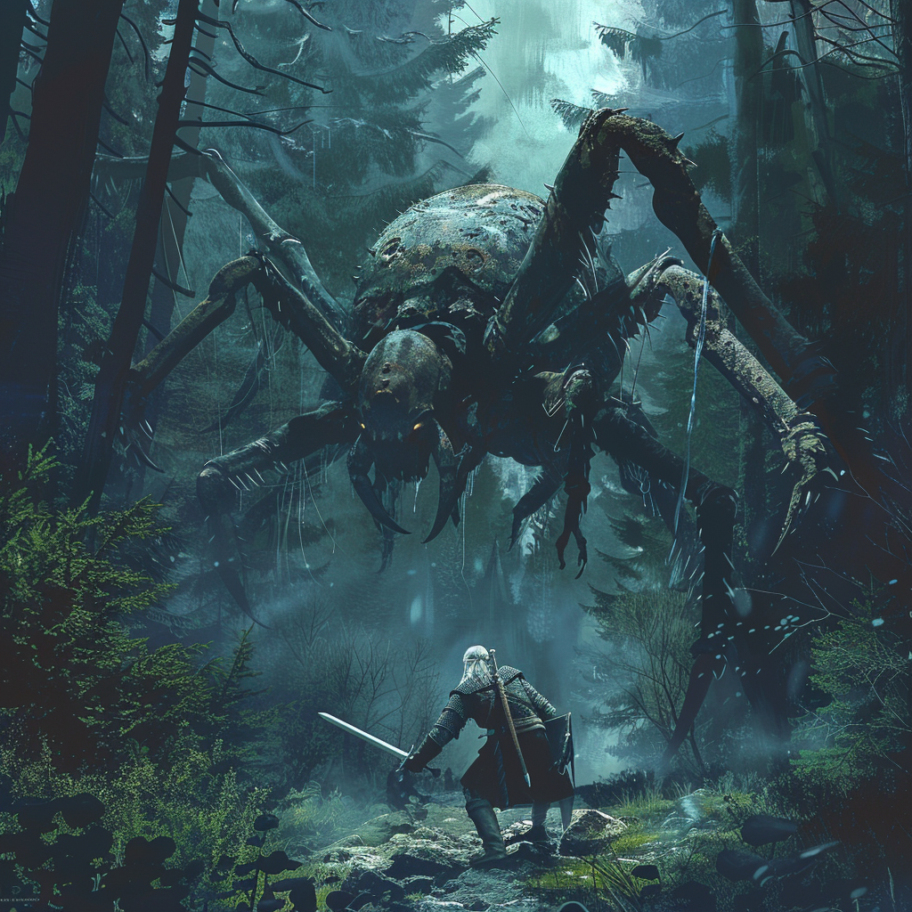 Witcher Fighting Creepy Arachnomorph