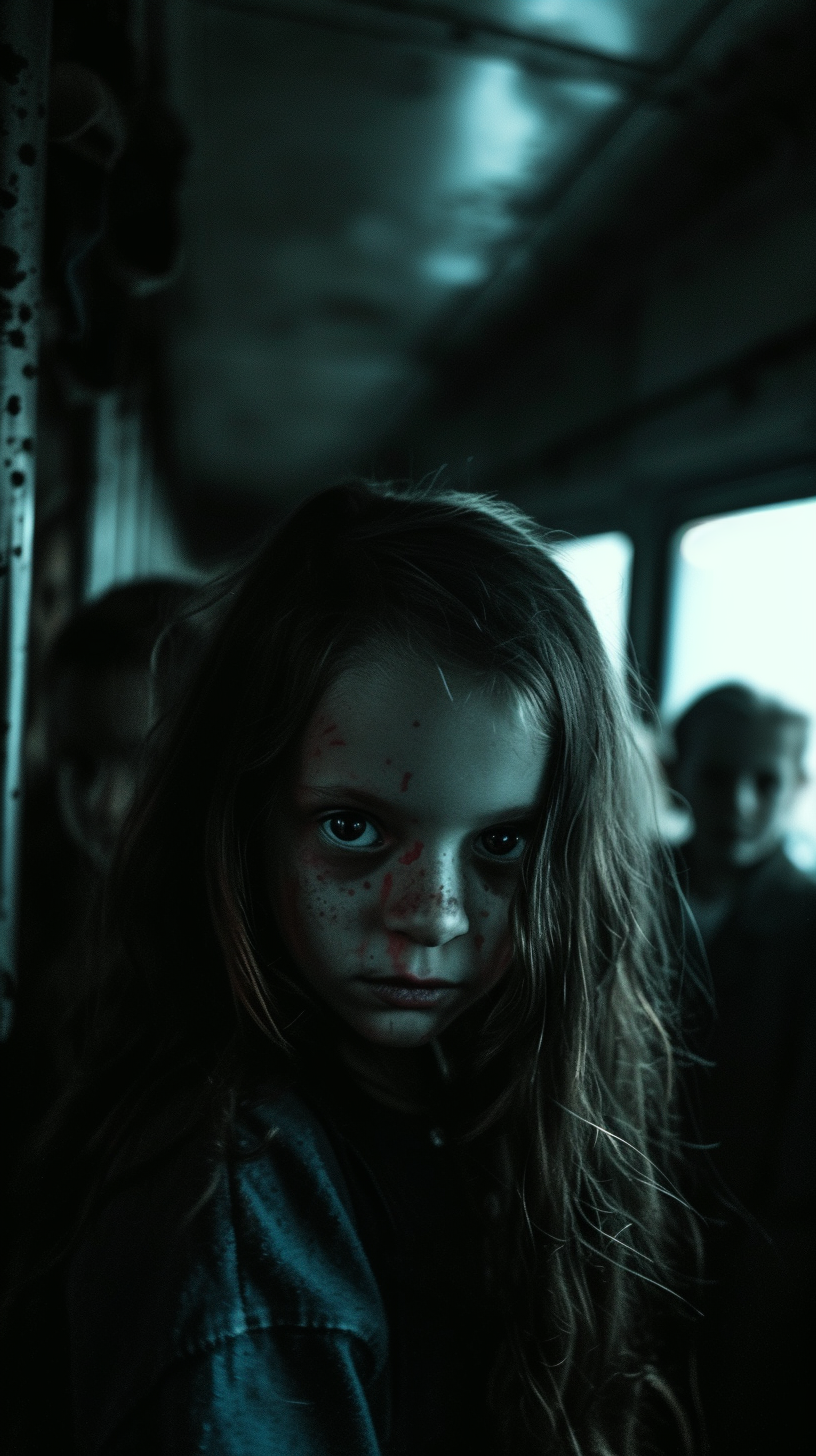 Creepy Children in Dark Train