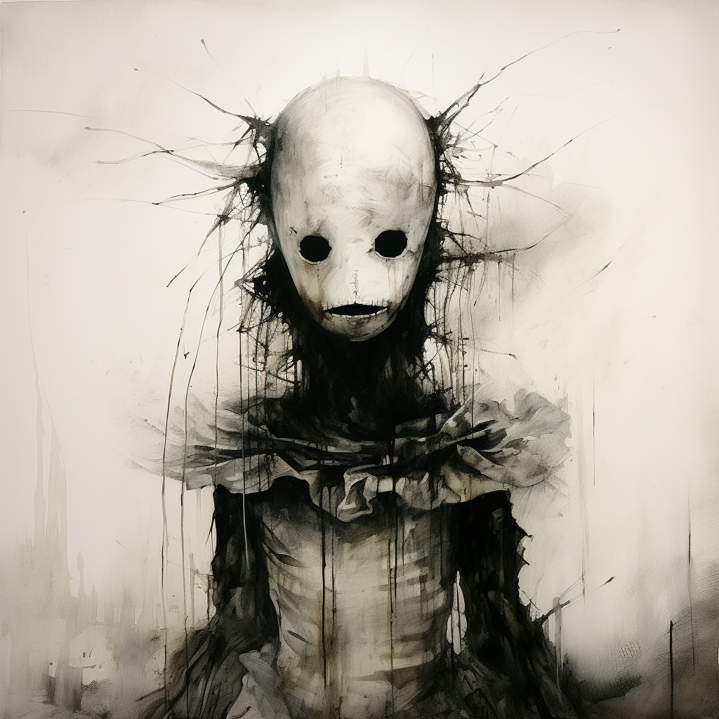 Eerie mask in Stephen Gammell Style