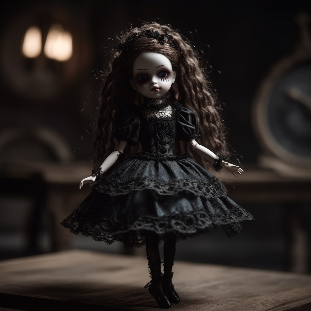 Creepy gothic doll dancing