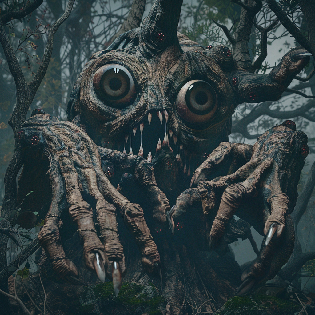 Giant creature human hands eyeballs