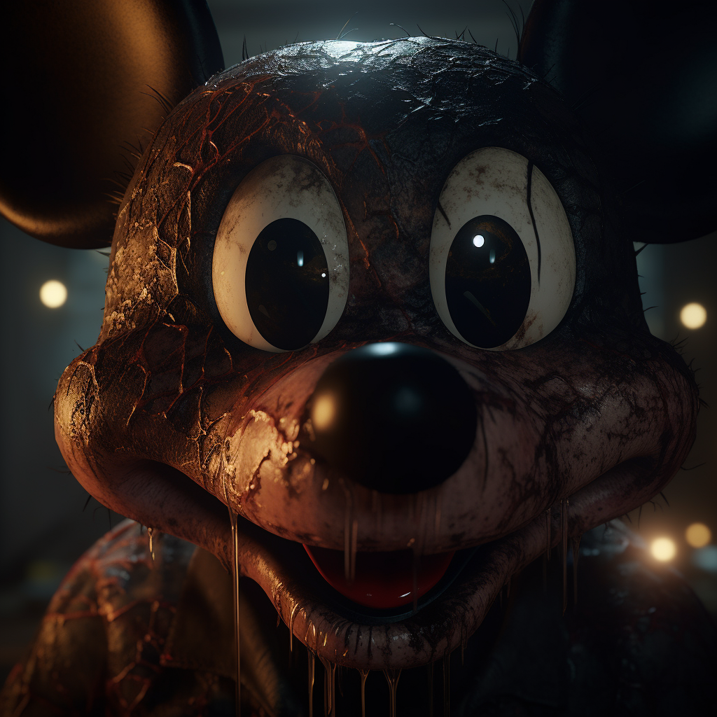 Ominous creepy Mickey Mouse face art