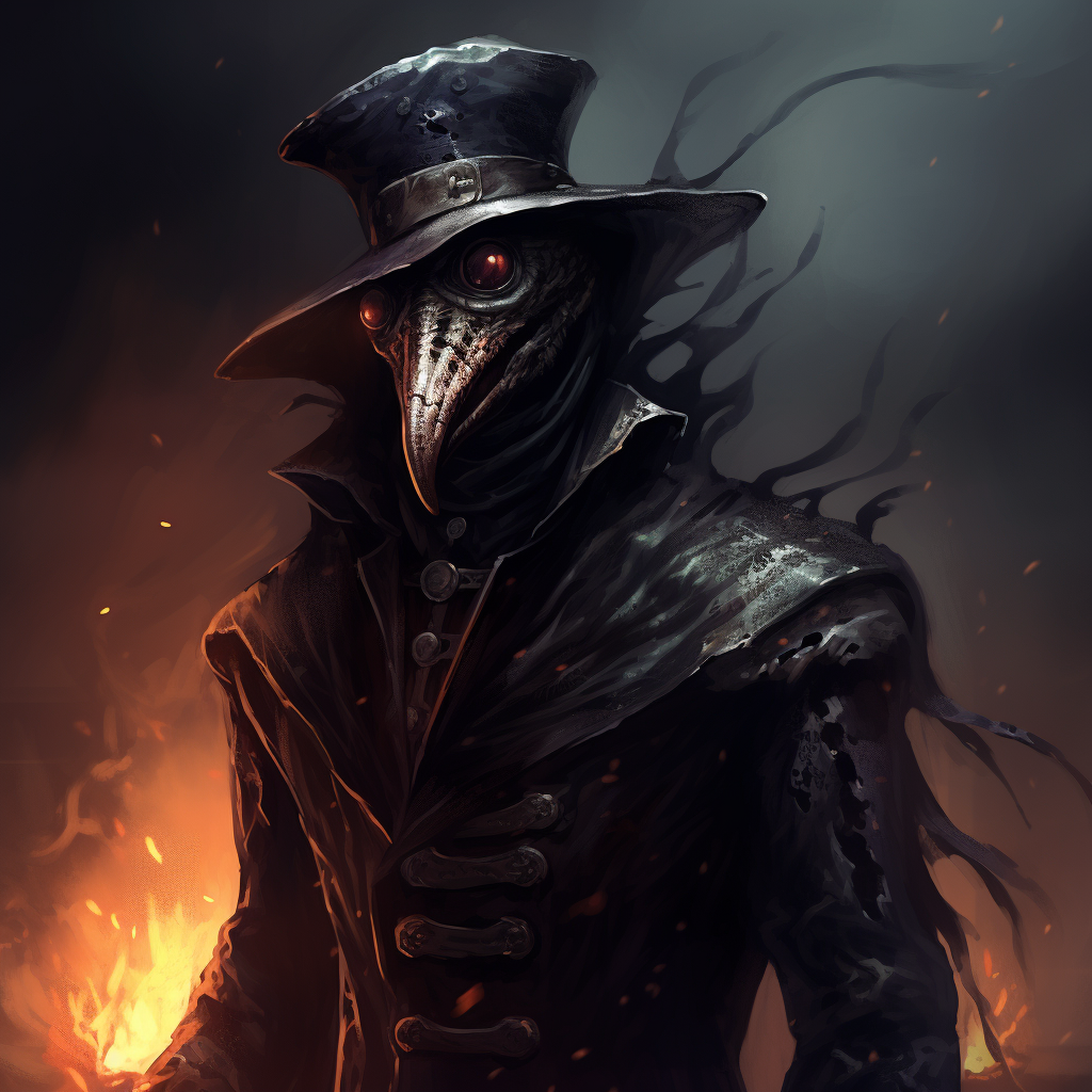 Dark Creepy Plague Doctor Illustration