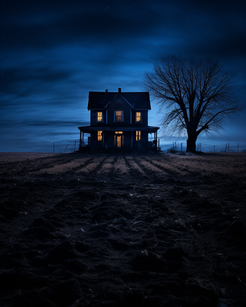 Deserted Creepy Victorian House at Night