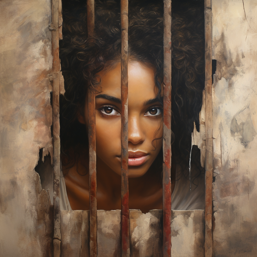 Creole woman trapped behind wall