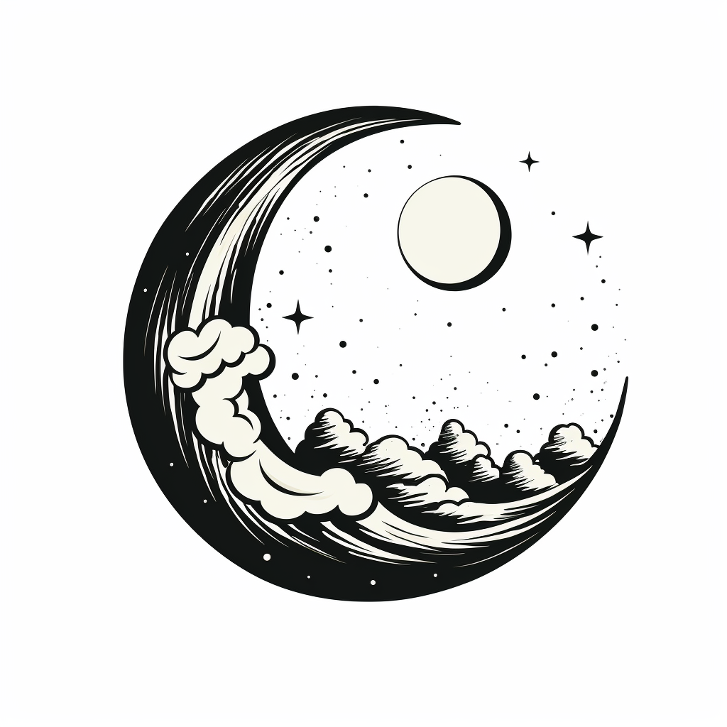 Cresent Moon Icon with Thick Black Lines