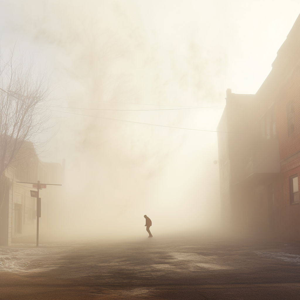 Cricket bowler bowling in winter fog