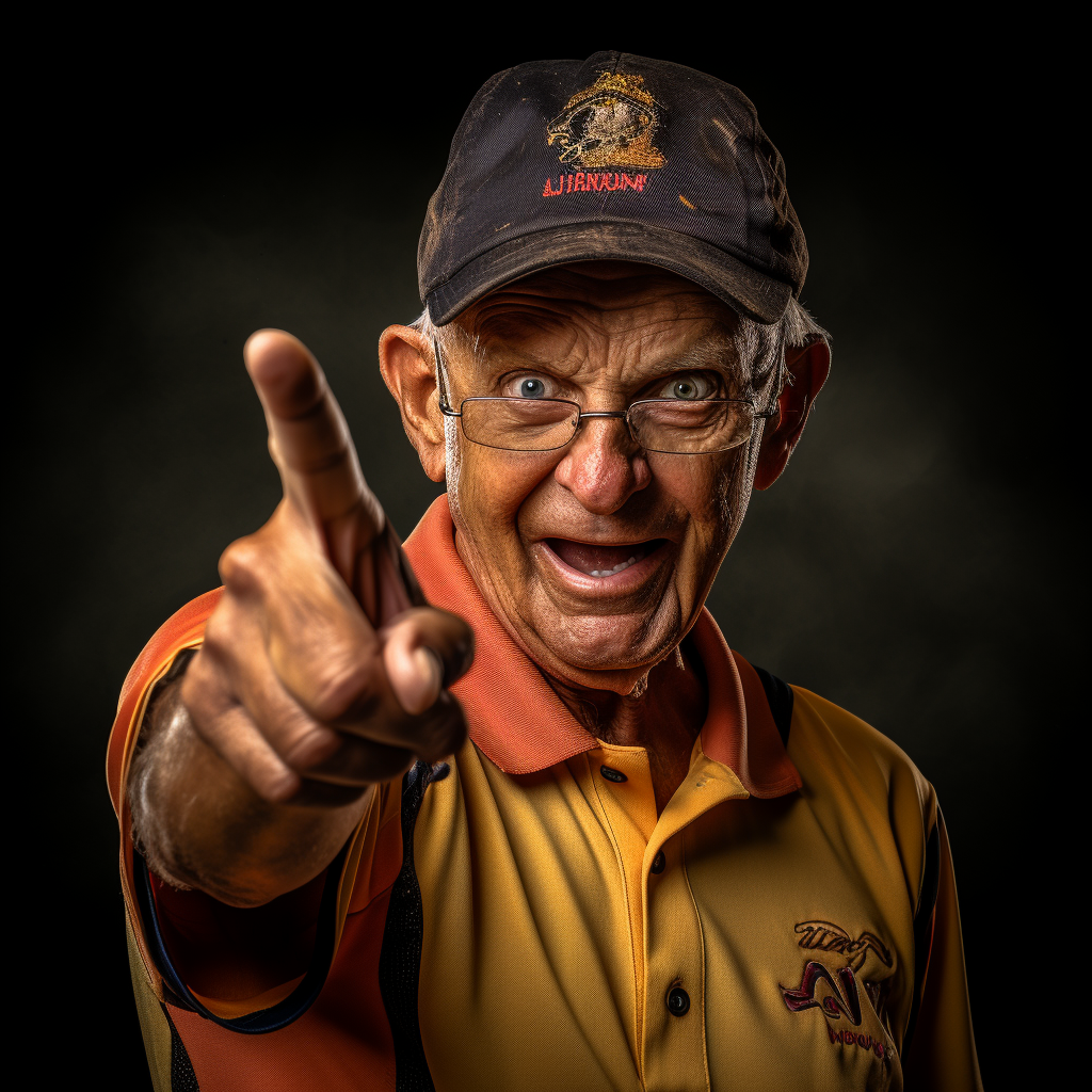 Cricket Fan with Up Finger Gesture