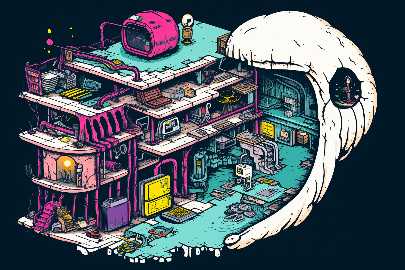 Isometric map of crime organization's hideout