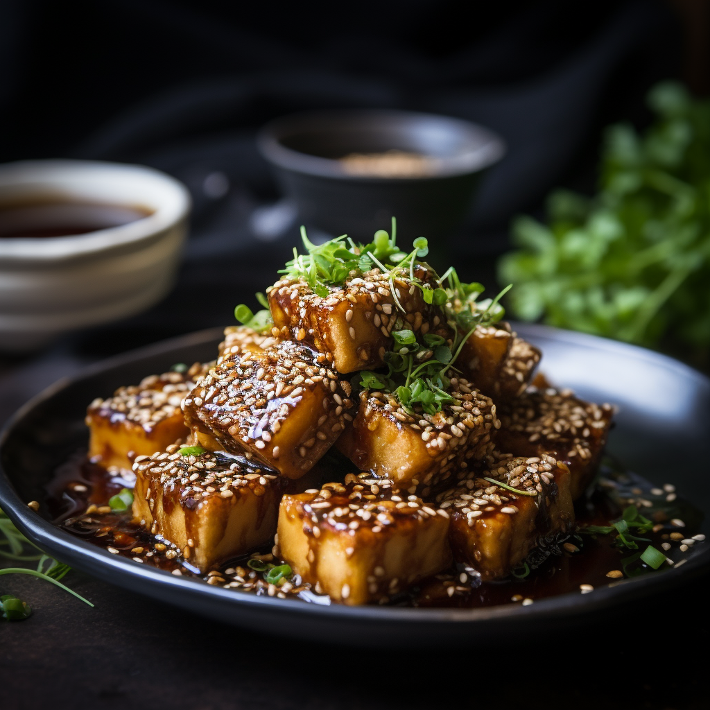 Delicious crispy sesame tofu dish