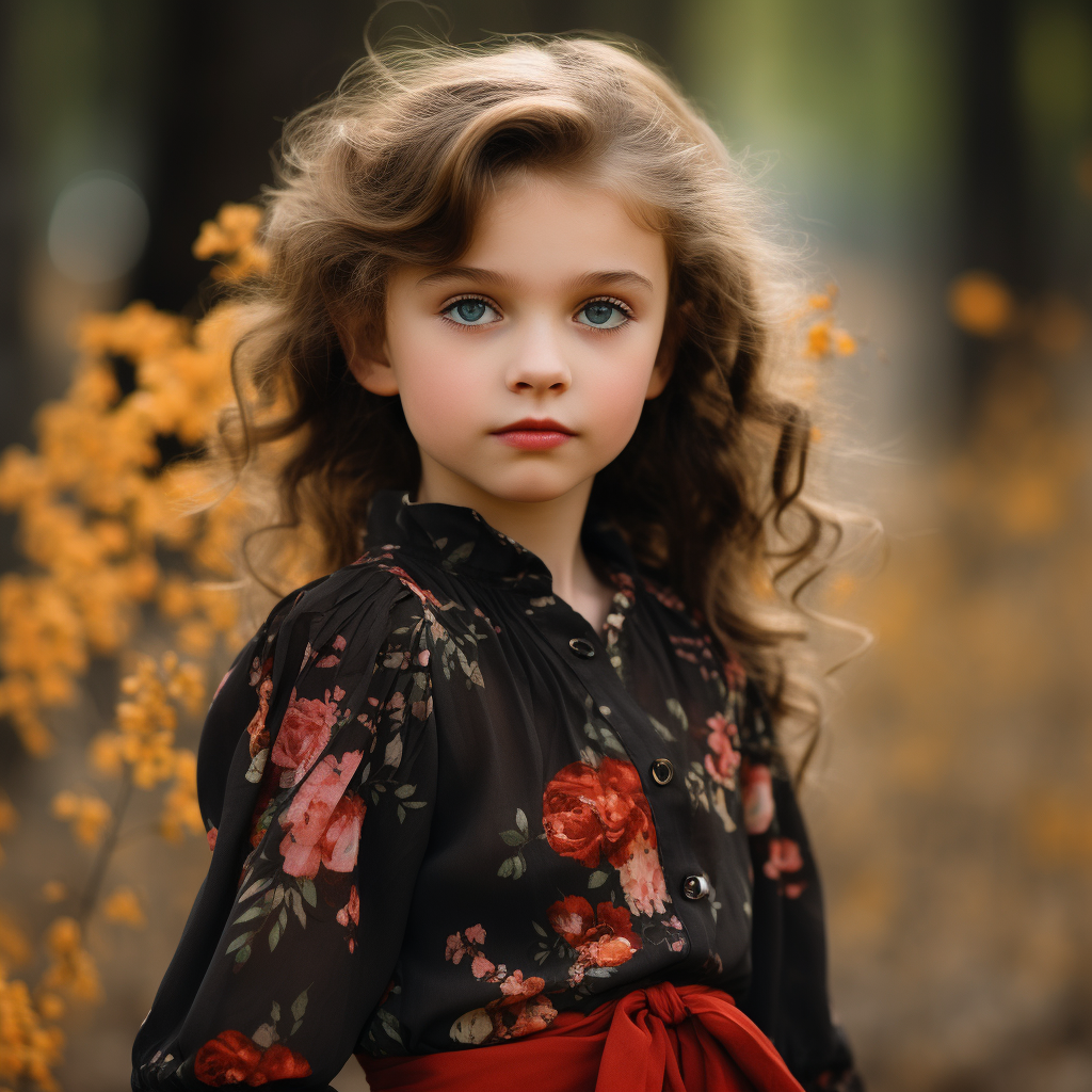 Stylish little girl fashion model outdoors