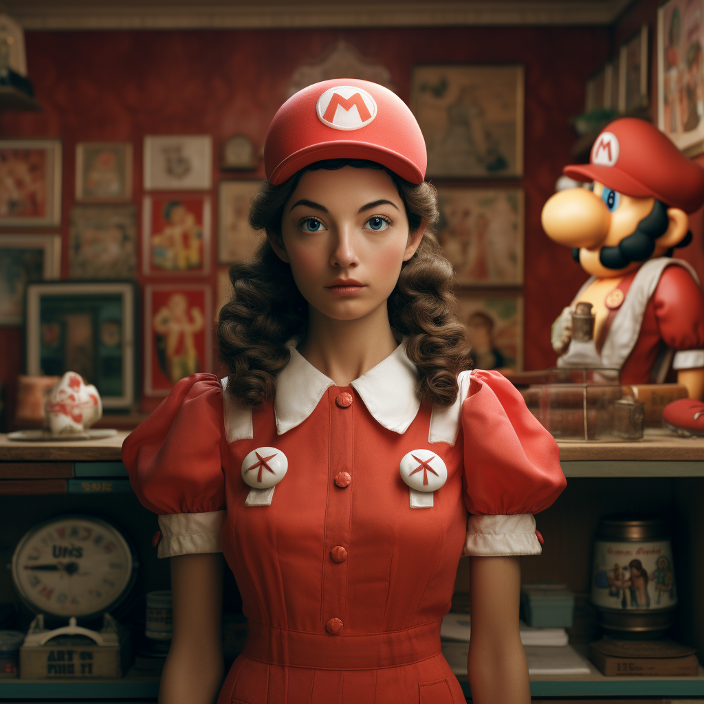 Mario game character in a room