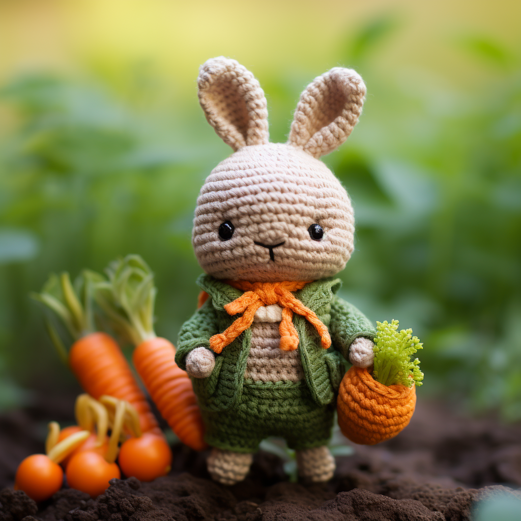 Cute bunny with a tiny carrot