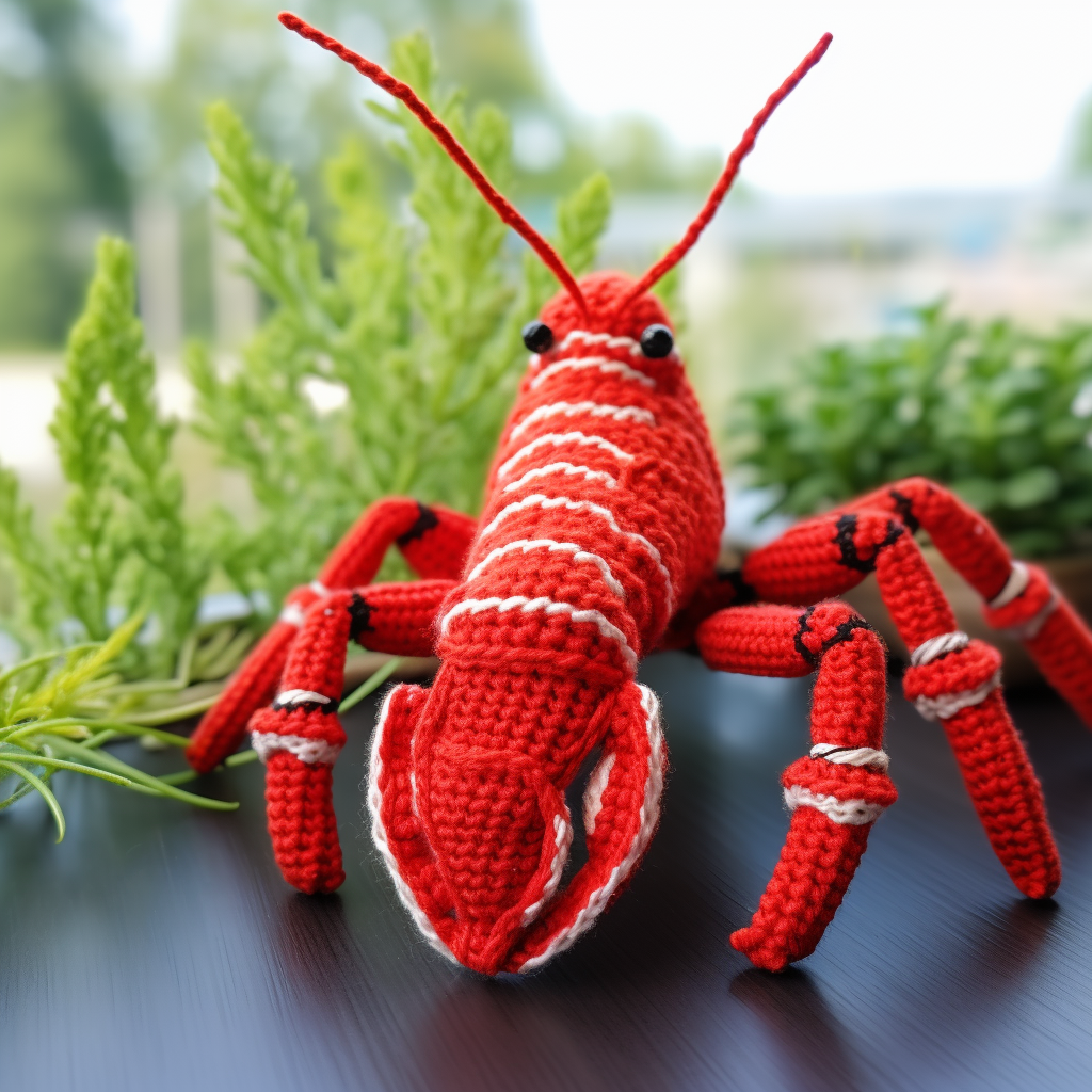 Colorful crochet crayfish craft creation