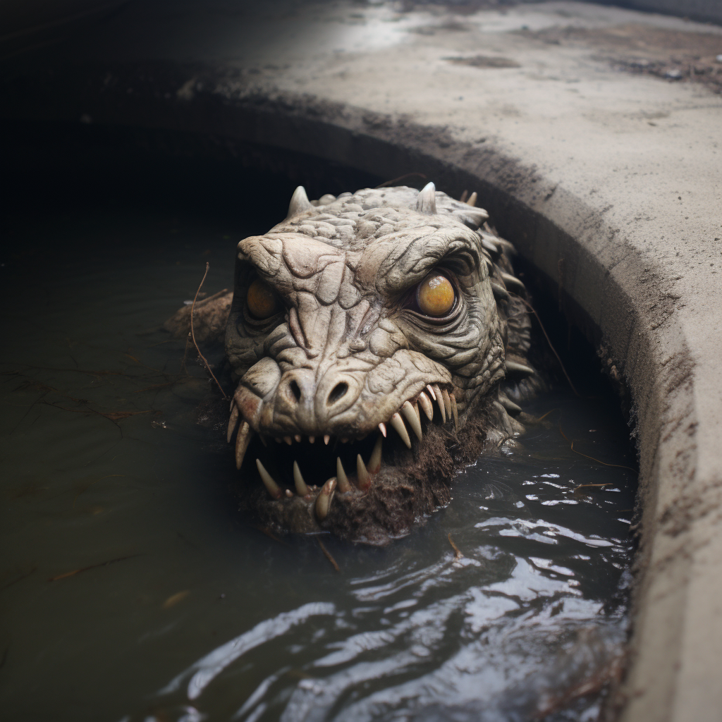 Crocodile monster lurking in sewer