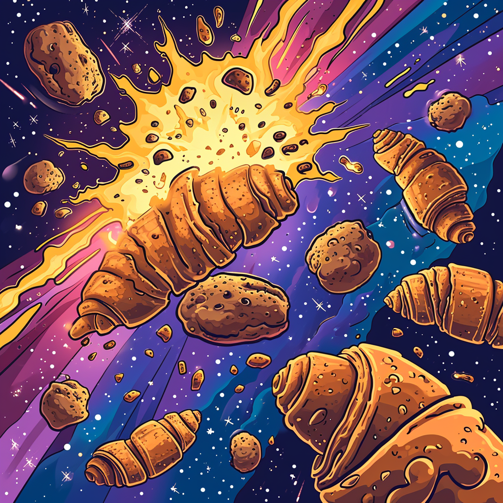 Croissant pastry alliance fighting chocolate croissant extraterrestrials